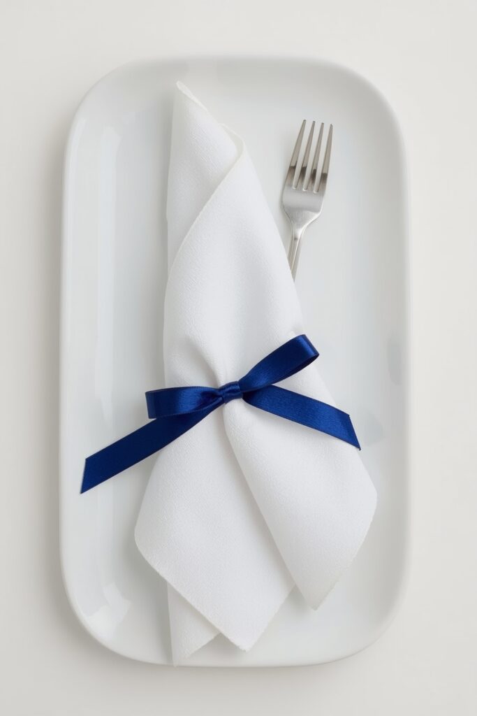 Blue Ribbon Wrapped Utensils