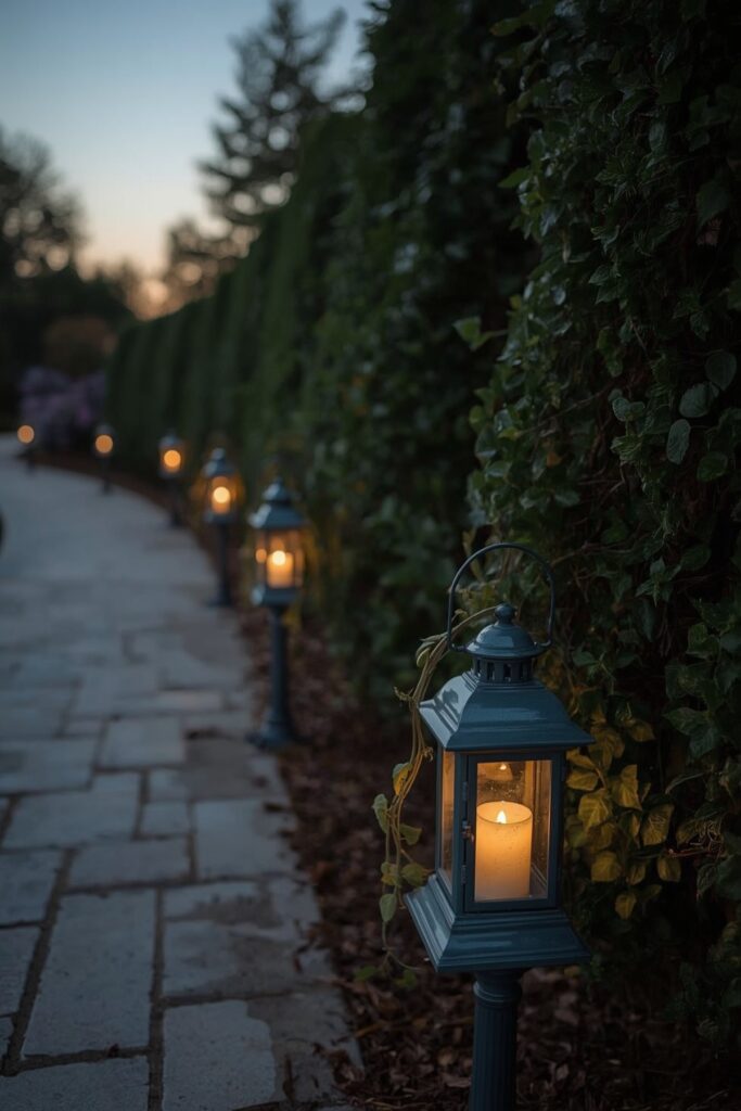 Outdoor Blue Lantern Path Lighting