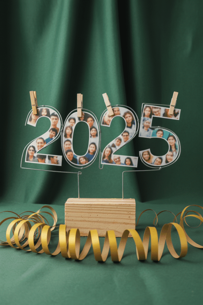 Year Number Wire Sculpture with Photos