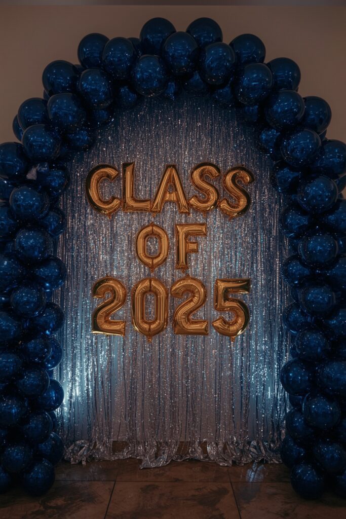 “Class of 2025” Blue Foil Balloons Wall