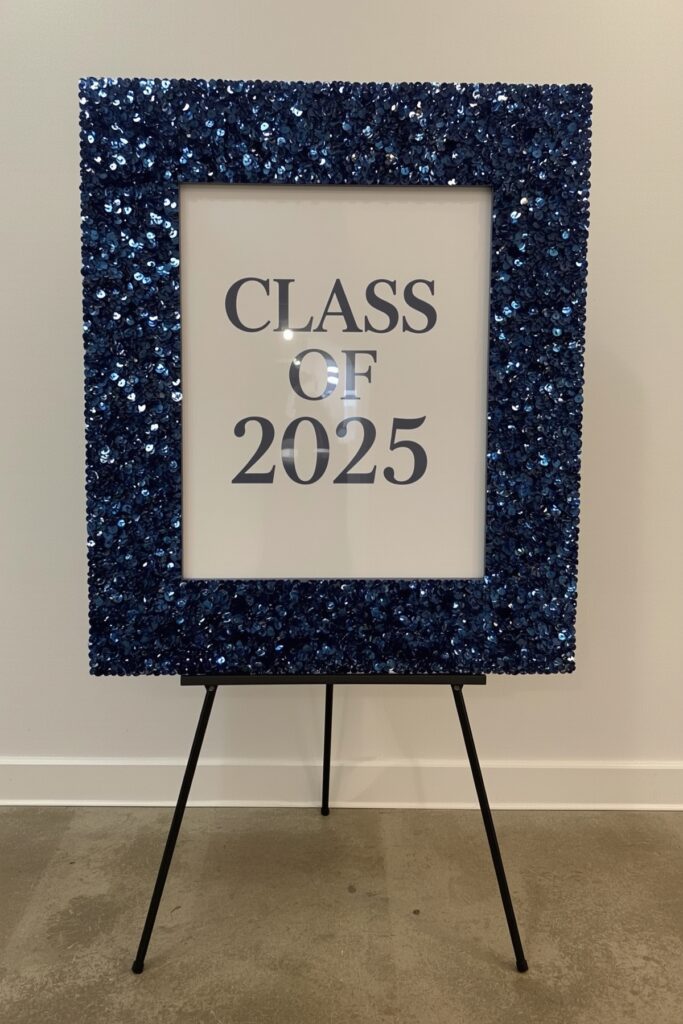 Blue Sequin Photo Frame Prop with Grad Year