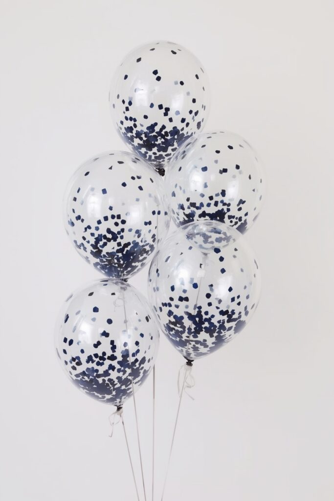 Navy Blue Confetti-Filled Balloons