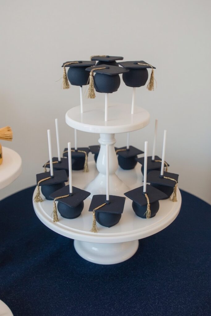 Mini Blue Graduation Hat Cake Pops