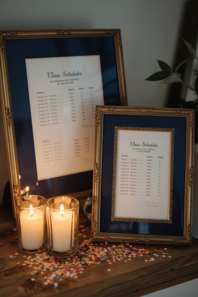 Class Schedule Display in Navy Frames