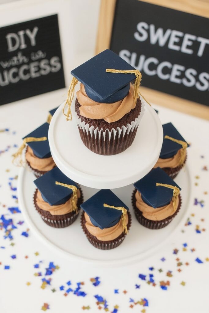 Graduation Cap Cupcake Tower