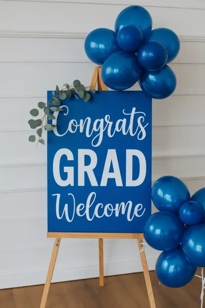 Personalized “Congrats Grad” Blue Welcome Sign