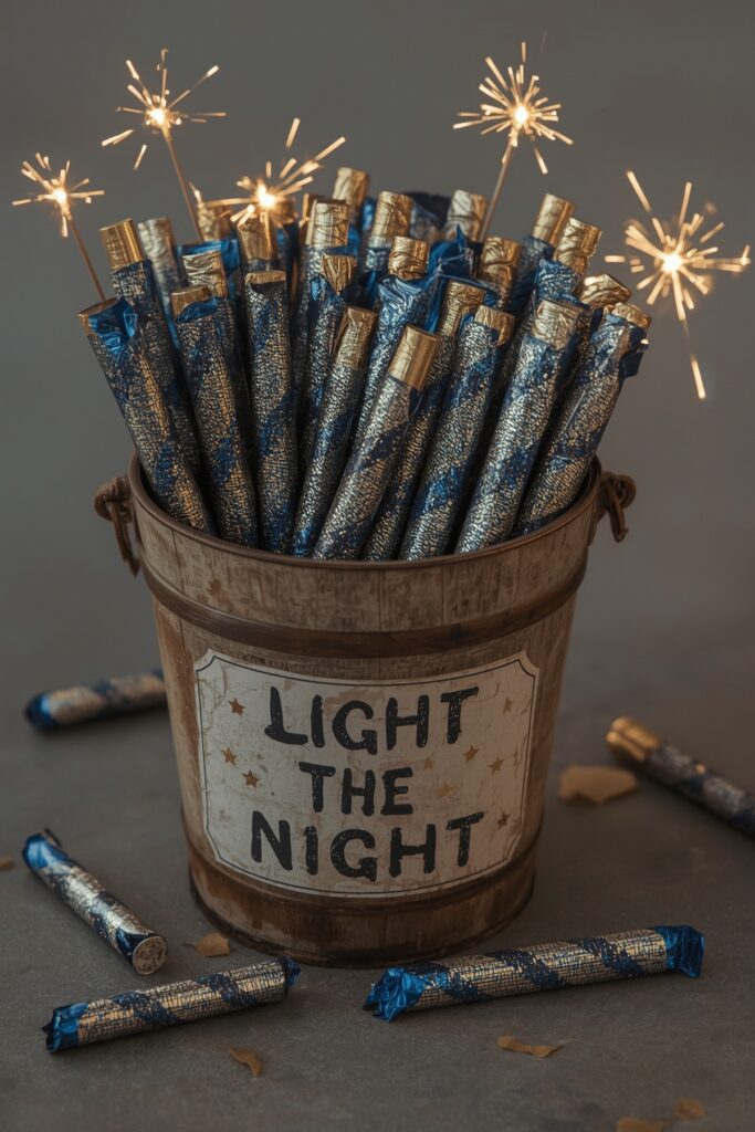 Fireworks or Sparklers in Blue and Gold Wrappers