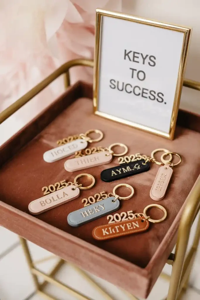 Monogrammed Keychains with Year Charm