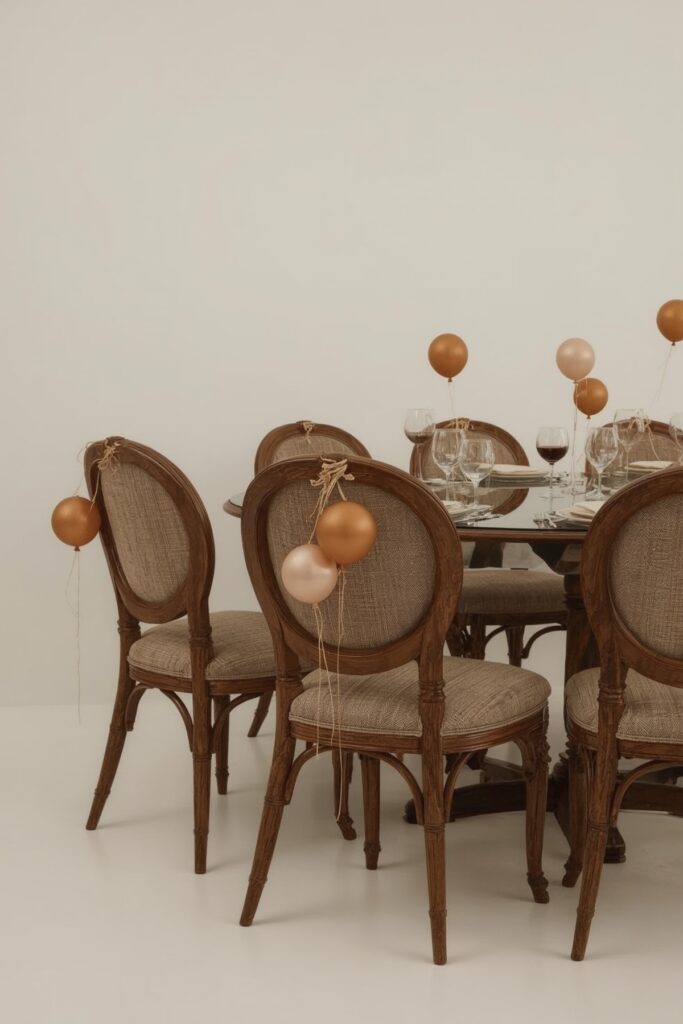 Balloon Bouquets Tied to Chairs