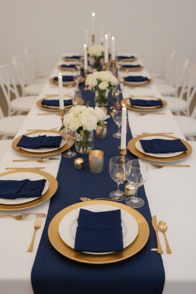 Navy Blue Linen Table Runners