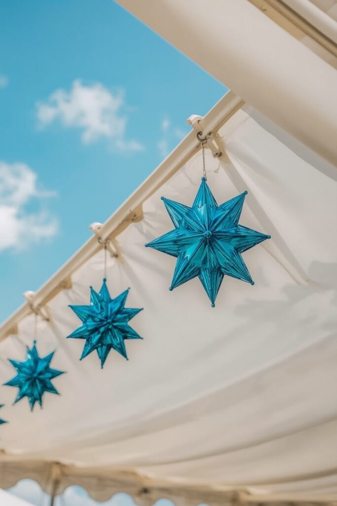 Blue Star-Shaped Hanging Swirls