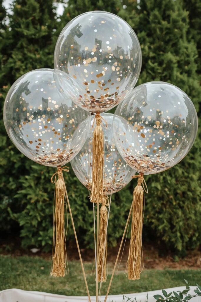 Confetti-Filled Clear Balloons with Tassel Weights