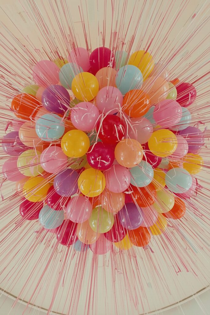 Balloon Ceiling Bomb with Hanging Ribbons