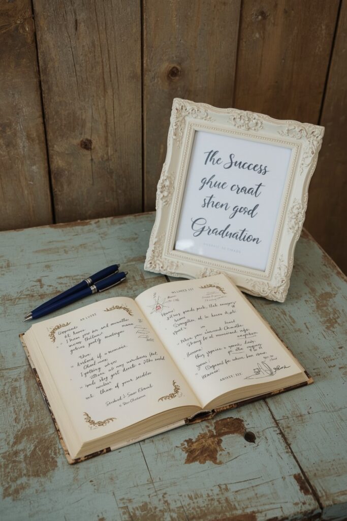 Graduation Wishes Table with Blue Pens