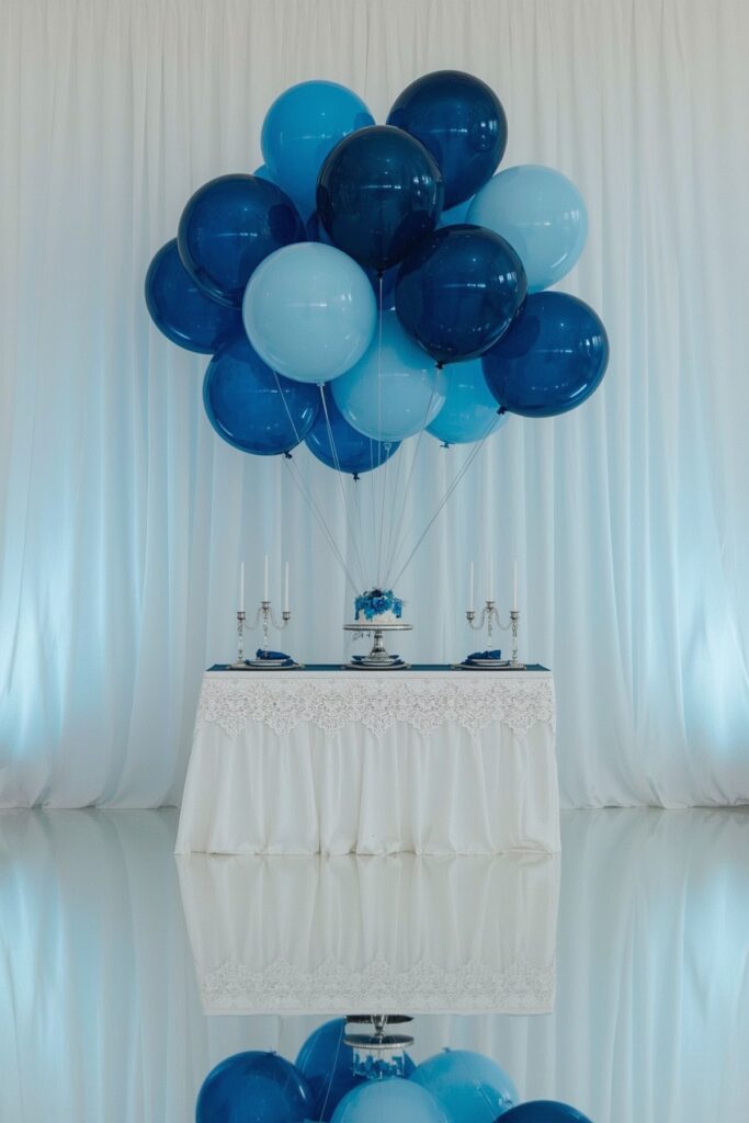 Graduation Year Balloon Display in Blue Tones