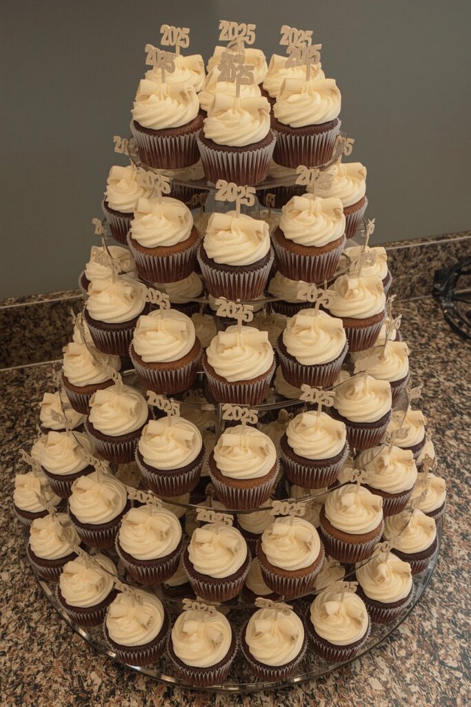 Mini Cupcake Tower with Graduation Toppers