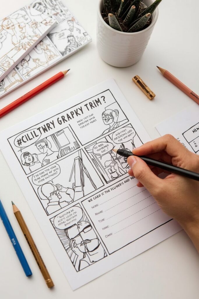 Comic Strip Grad Story Cards


