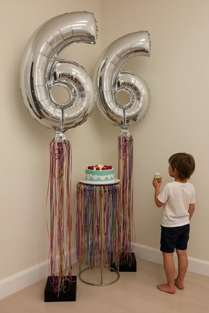 Oversized Age Number Balloons With Fringe Tails

