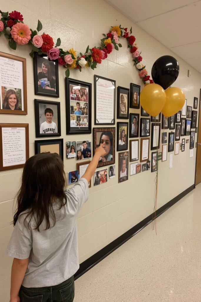 Memory Wall Featuring Artwork and Photos

