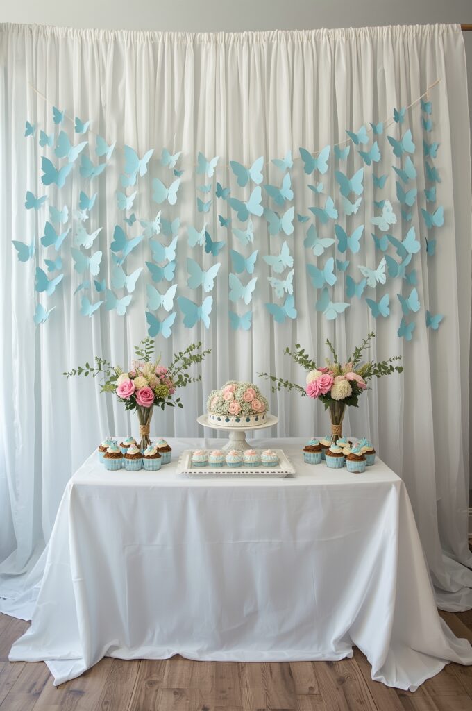 Pastel Blue Butterfly Banner

