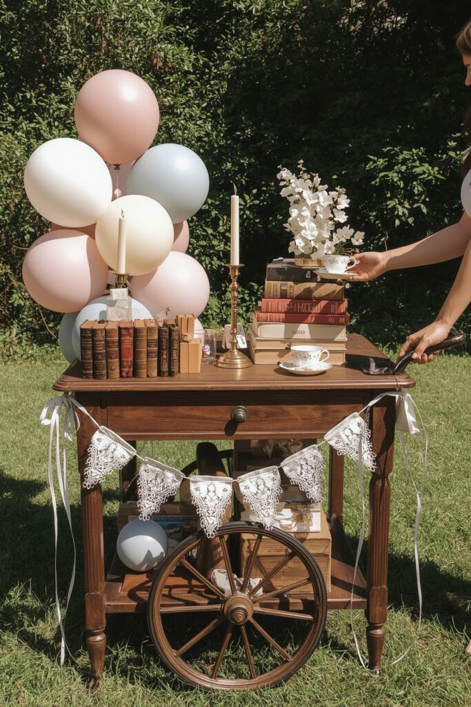 Vintage-Inspired Balloon Cart Display
