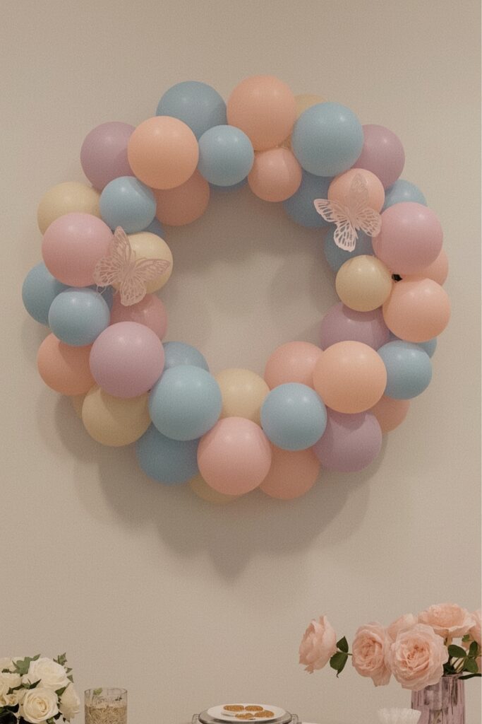 Pastel Balloon Ring With Butterflies


