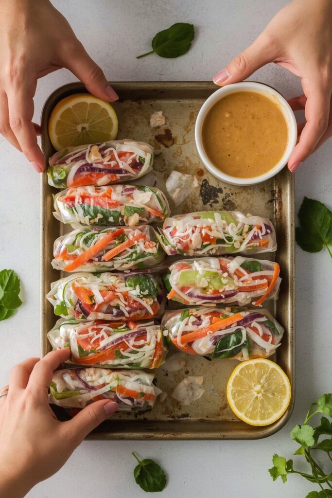 Veggie Spring Rolls with Peanut Sauce


