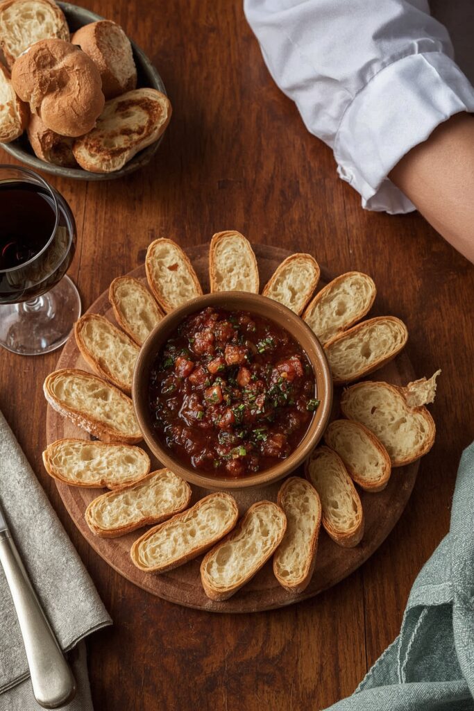 Caponata with Toasted Baguette Slices

