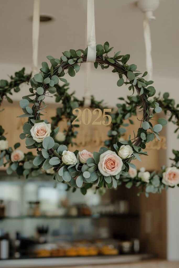 Hanging Floral Hoops with Year Tags