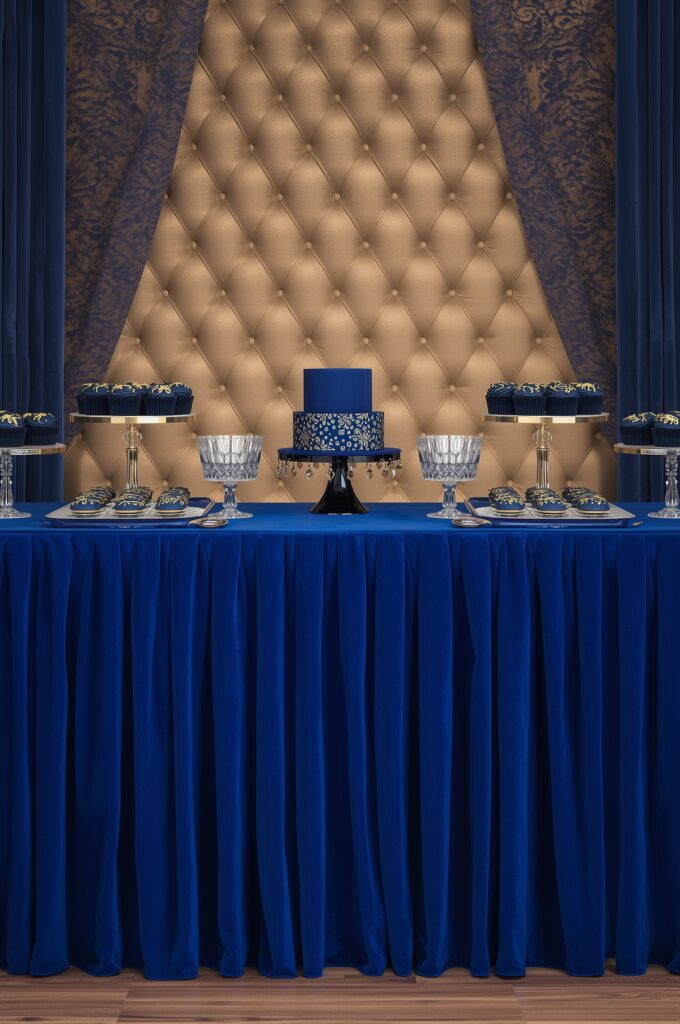 Royal Blue and Gold Dessert Table

