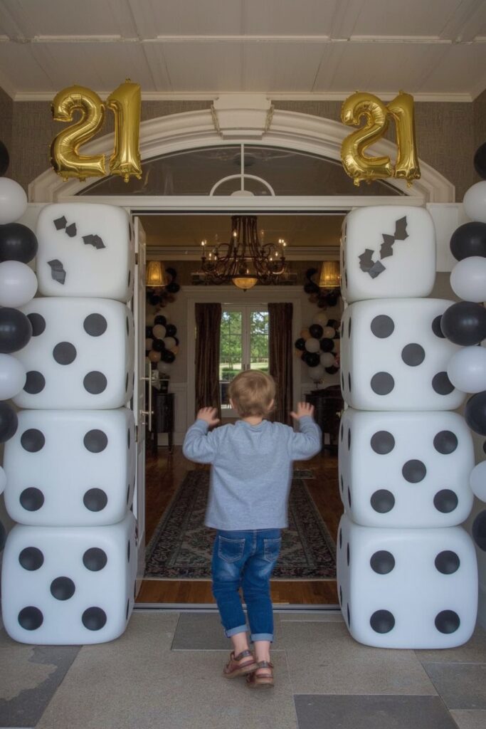 Giant Dice-Stacked Entry Display
