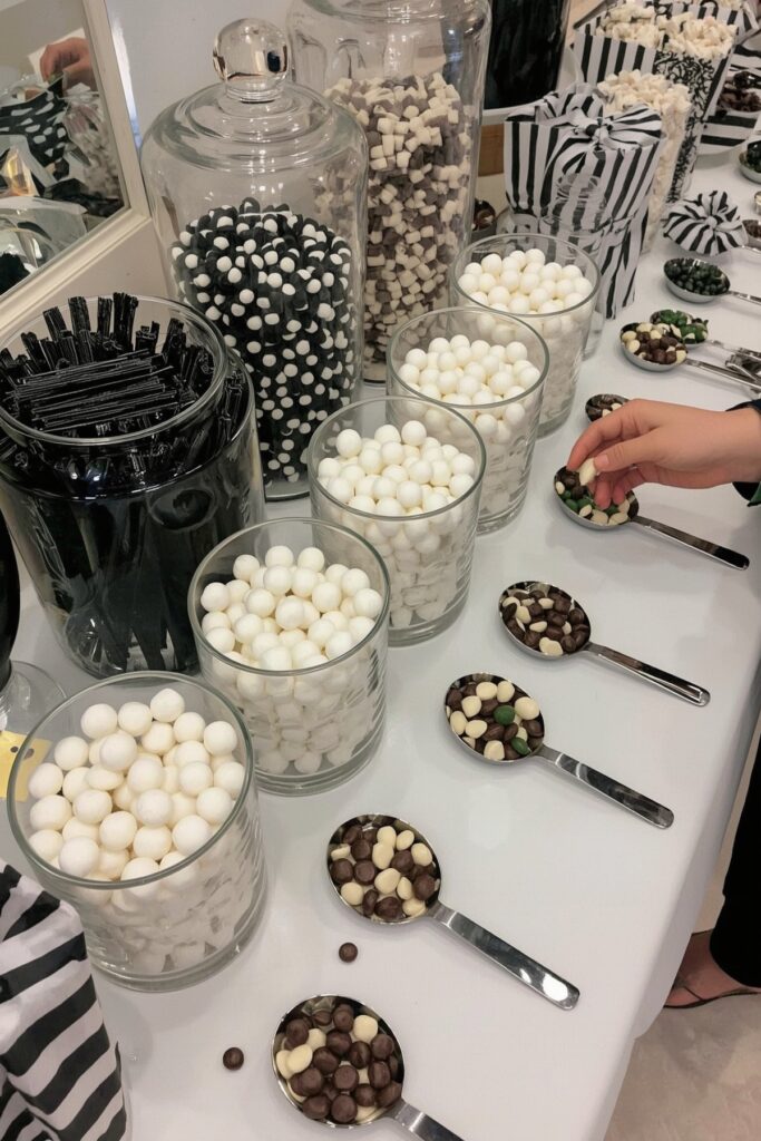 Black and White Candy Buffet Bar
