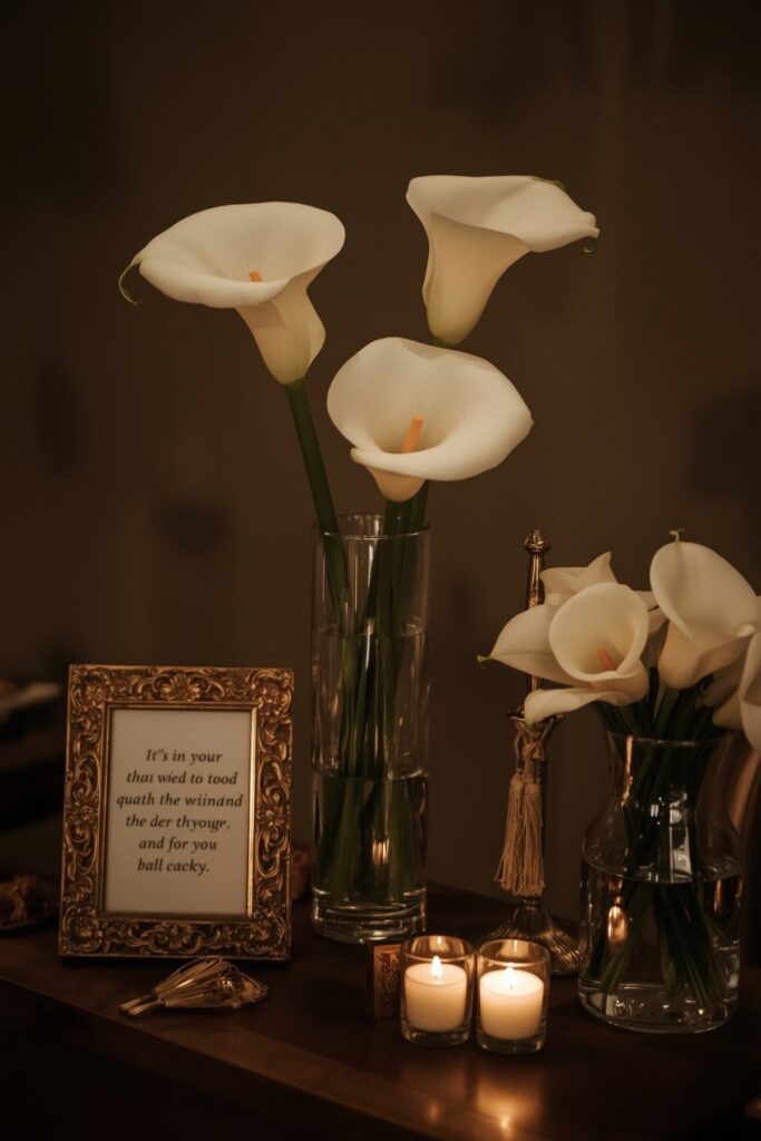 Calla Lily Vases with Framed Quotes