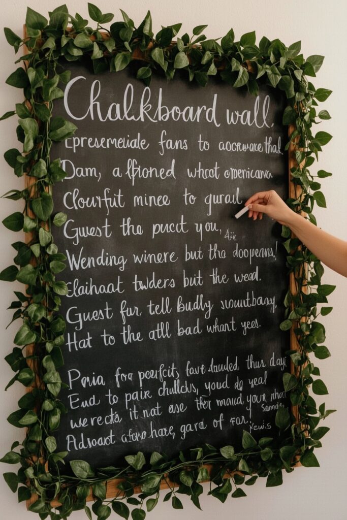  Chalkboard Message Wall with Ivy Garland
