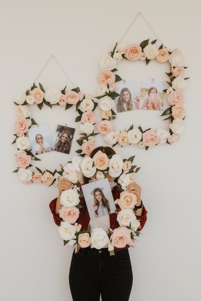 Faux Flower Garland Photo Frames



