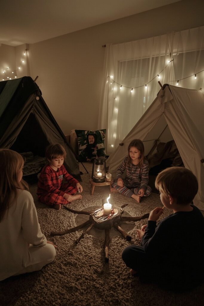 Indoor Camp-In with Tents and S’mores


