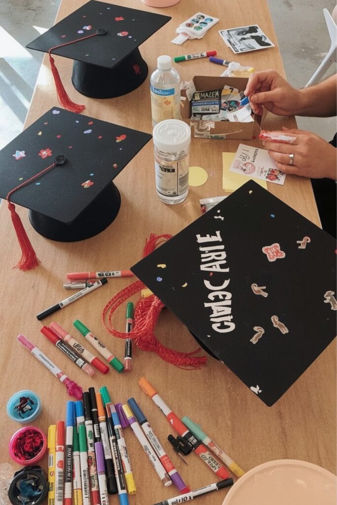 Themed Grad Cap Decorating Table


