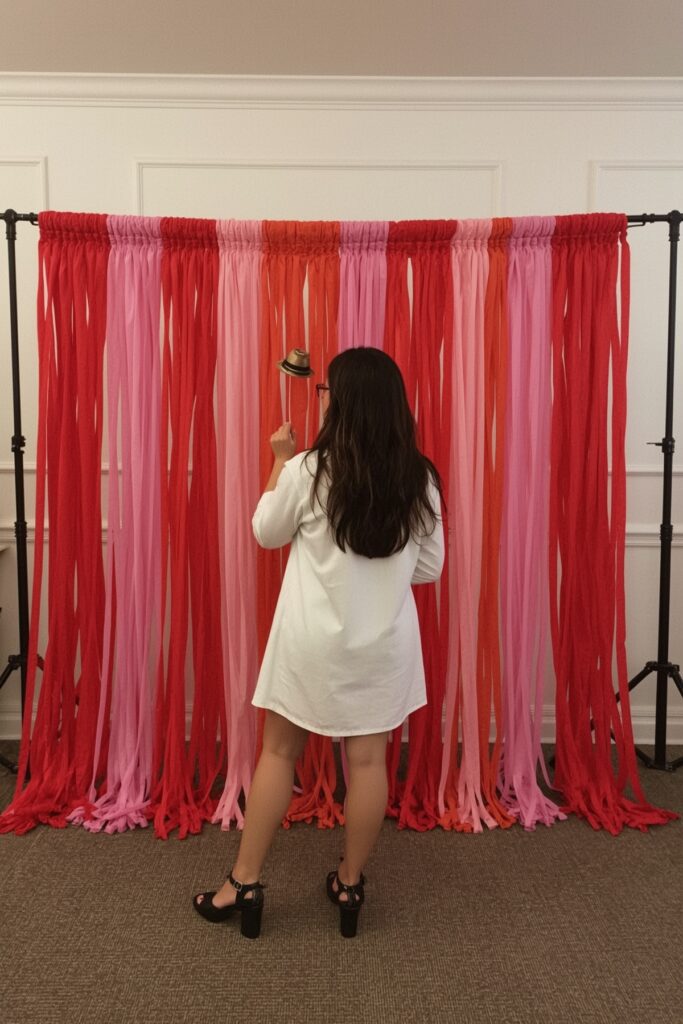Photo Booth With Balloon Curtain Backdrop

