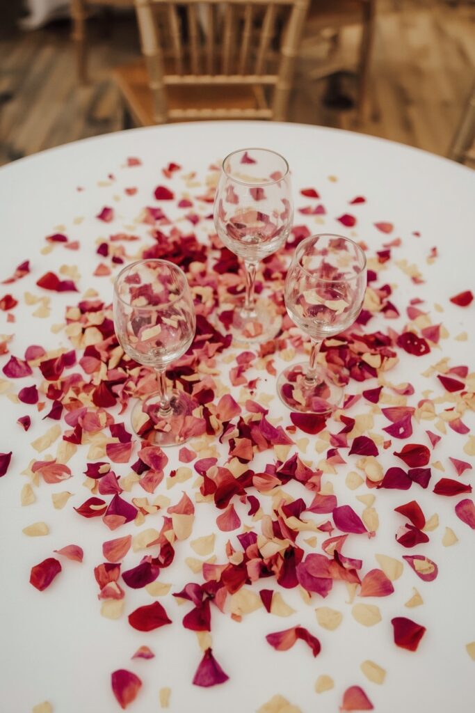 Flower Confetti on Guest Tables