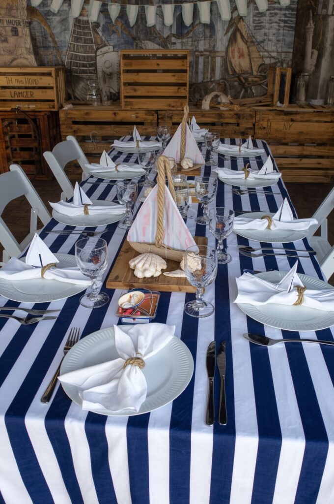 Nautical Blue Striped Tablecloths

