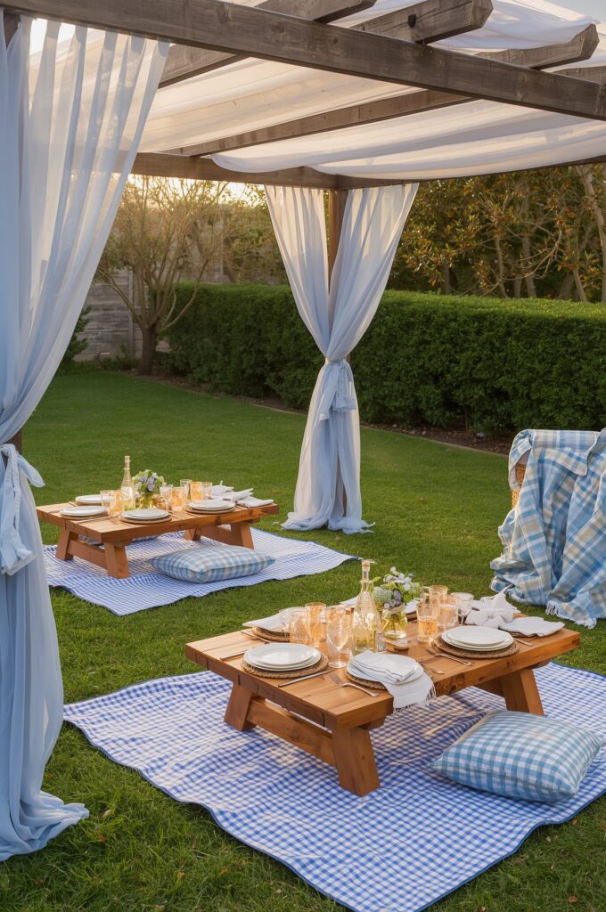 Light Blue Picnic Party Setup

