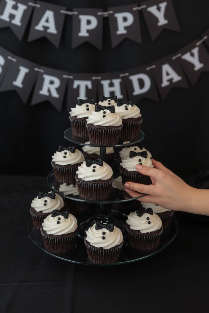 Tuxedo-Inspired Cupcake Display

