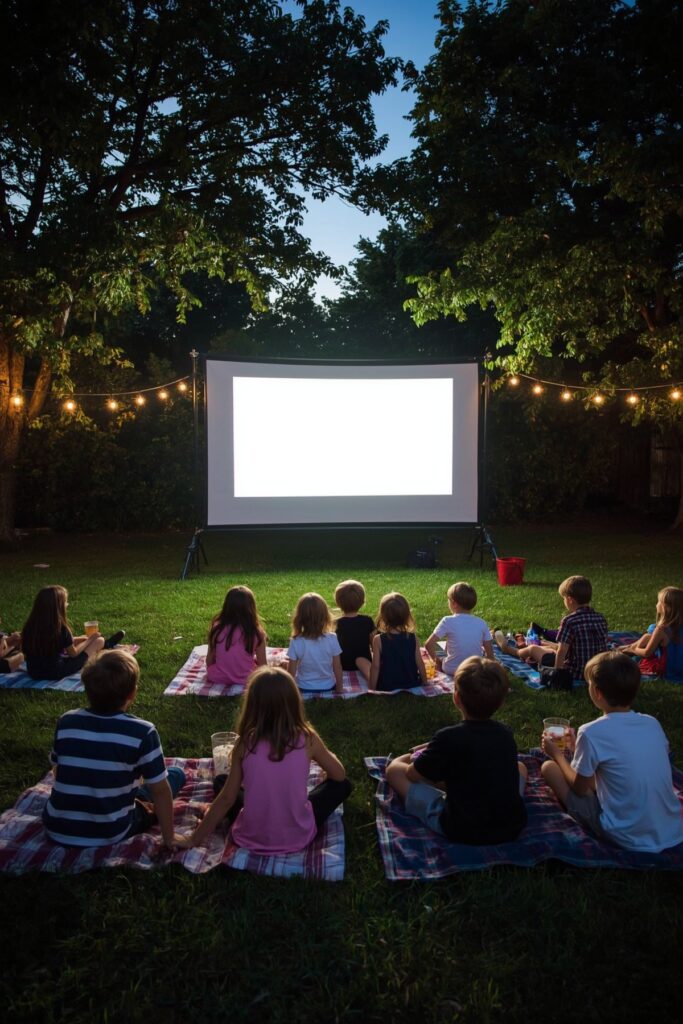 Outdoor Movie Night with Popcorn


