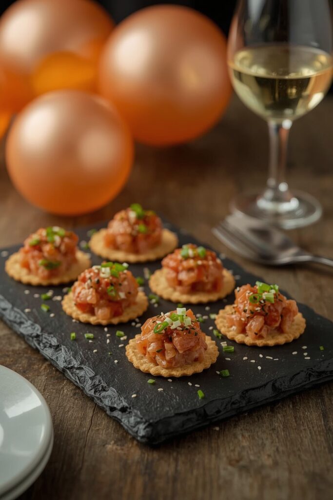 Spicy Tuna Tartare on Wonton Crisps

