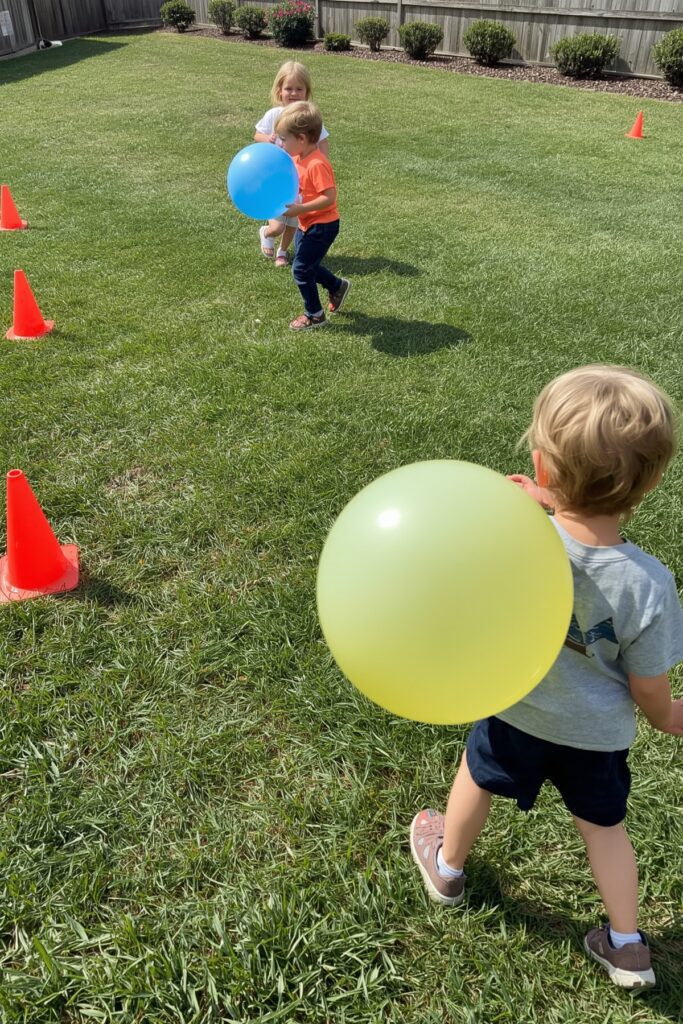 Balloon Relay Races in the Yard

