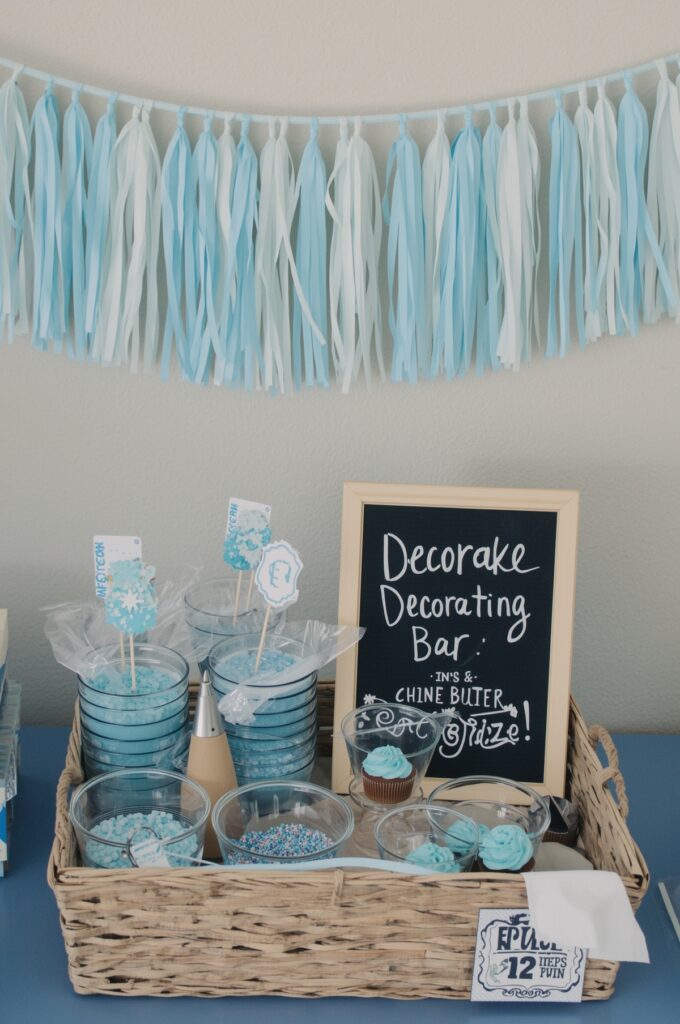 Blue Cupcake Decorating Bar


