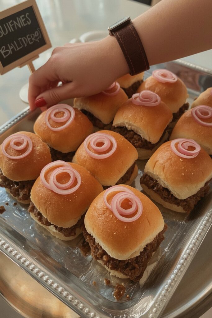 Sloppy Joe Sliders with Pickled Onion


