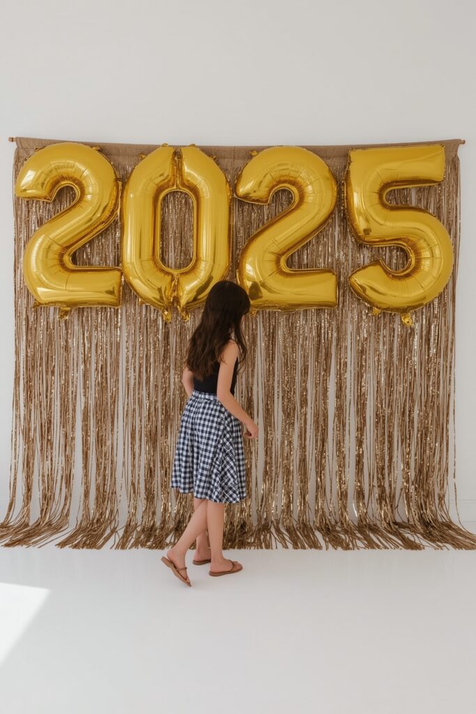 Gold Foil Balloon Number Backdrop
