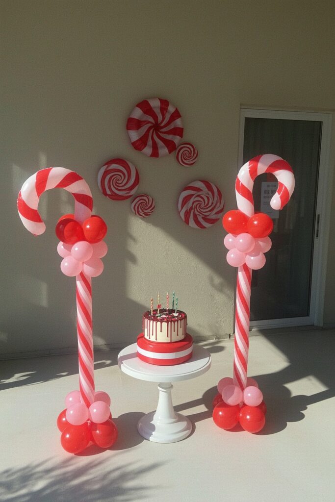Balloon Sculptures That Match the Cake Theme


