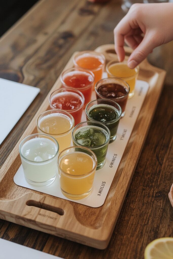 Organic Juice Flight Tasting Table
